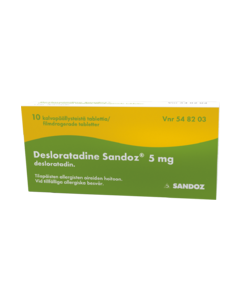 DESLORATADINE SANDOZ 5 mg tabl, kalvopääll 10 fol