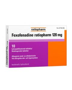 FEXOFENADINE RATIOPHARM 120 mg tabl, kalvopääll 10 fol