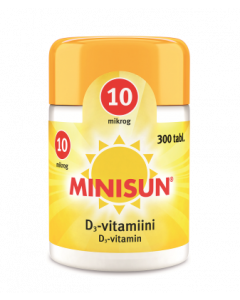 MINISUN D-VITAMIINI 10 MIKROG 300 PURUTABL