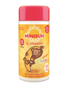 Minisun D-vitamiini Banaani-Apina jr.10 mikrog 100 tabl