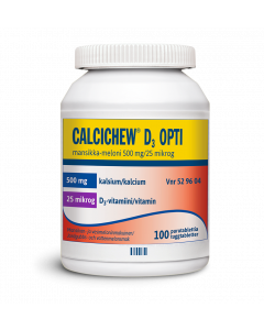 CALCICHEW D3 OPTI MANSIKKA-MELONI purutabletti 500 mg/25 mikrog 100 kpl