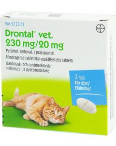 DRONTAL VET 230/20 mg tabl, kalvopääll 2 fol
