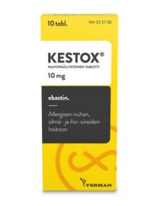 KESTOX tabletti, kalvopäällysteinen 10 mg 10 fol