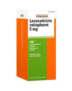 LEVOCETIRIZIN RATIOPHARM 5 mg tabl, kalvopääll 100 fol