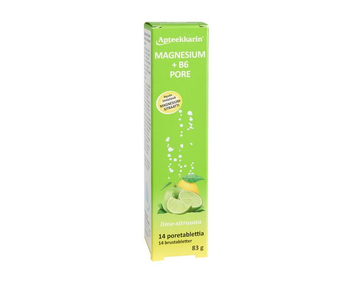 Apteekkarin Magnesium+ B6 poretabl  sitruuna 14 kpl