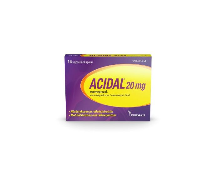 ACIDAL 20 mg enterokaps, kova 14 fol